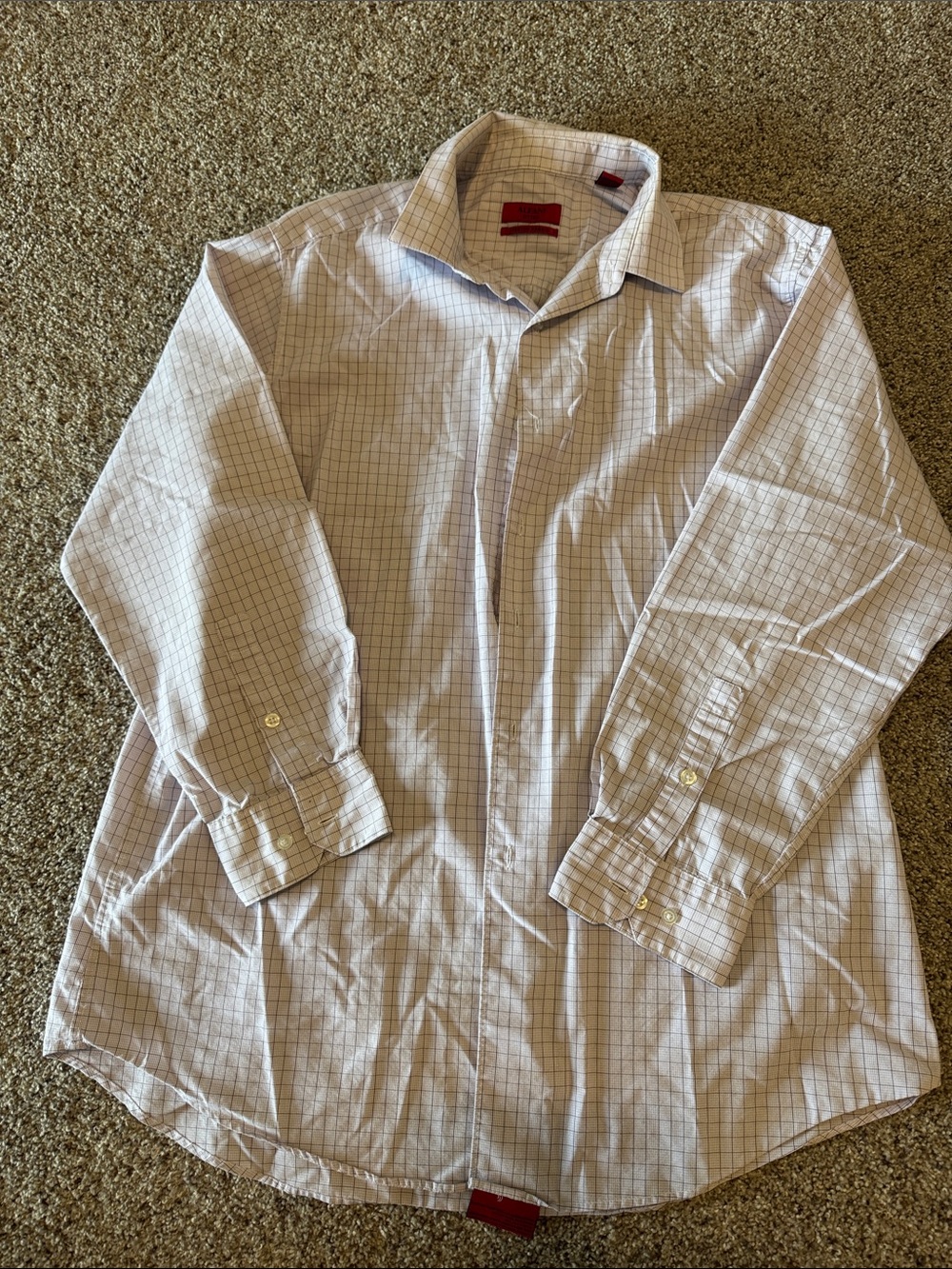 Alfani White Dress Shirt with Light Purple Windowpane